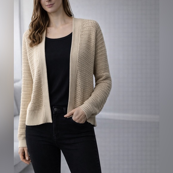 RW&CO. Sweaters - RW&CO. Cream Open-Front Knit Cardigan